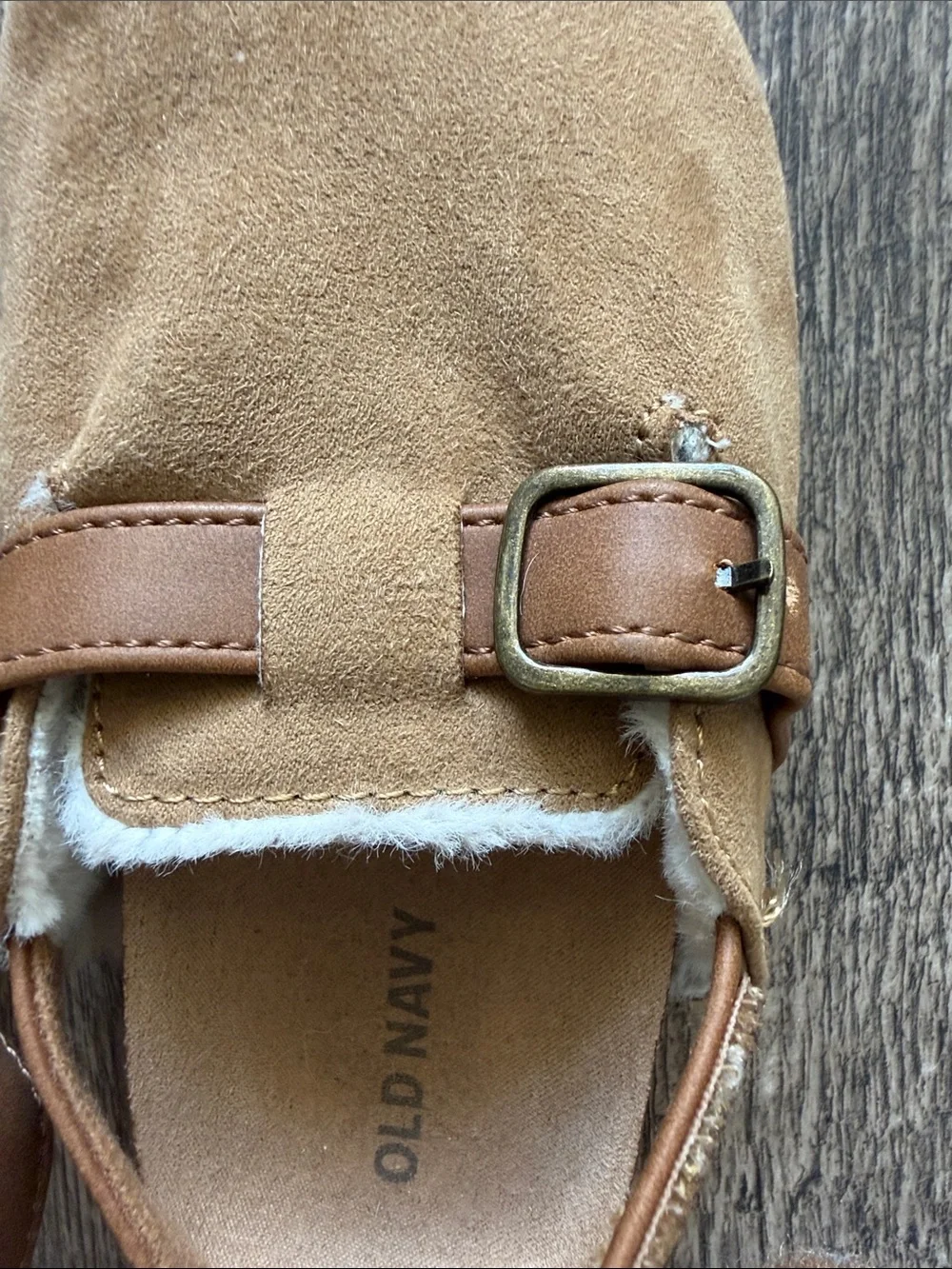Old Navy Toddler Brown Faux-Suede Moccasins with Buckle Strap